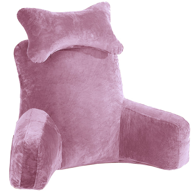 Backrest Pillow with ButterFly Neck Pillow | High Armrest - Light Pink