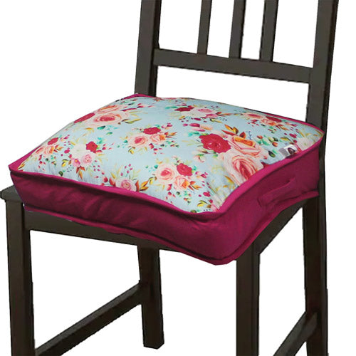 Floral Blu Strappable Seat Cushion