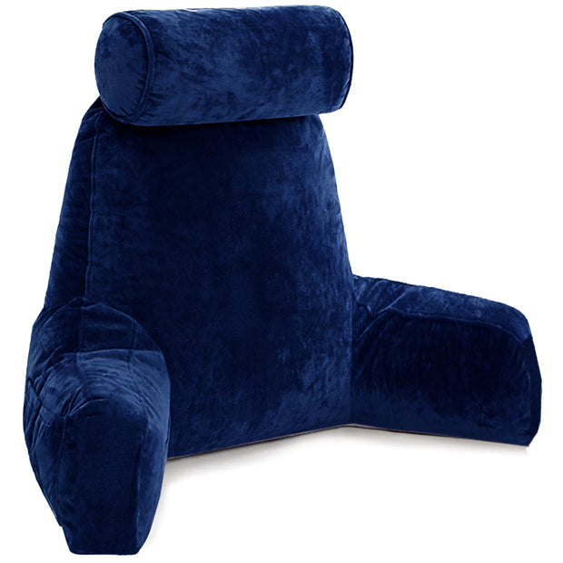 Backrest Pillow with Neck Roll | High Armrest - Navy