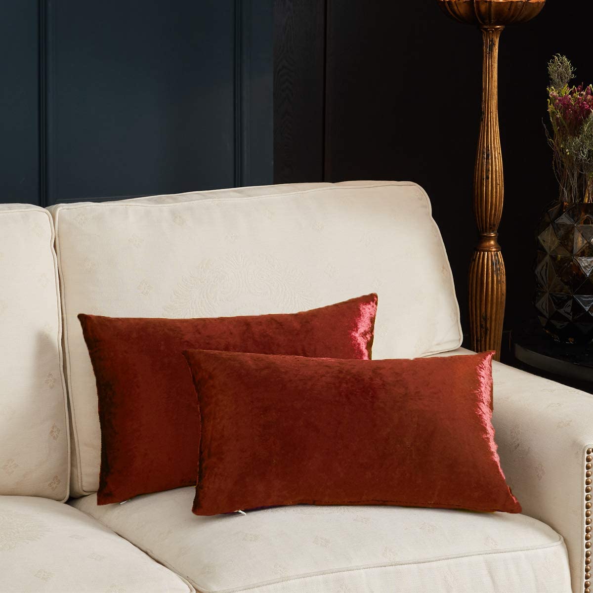 Maroon Premium Velvet Cushion Set - Pack of 2