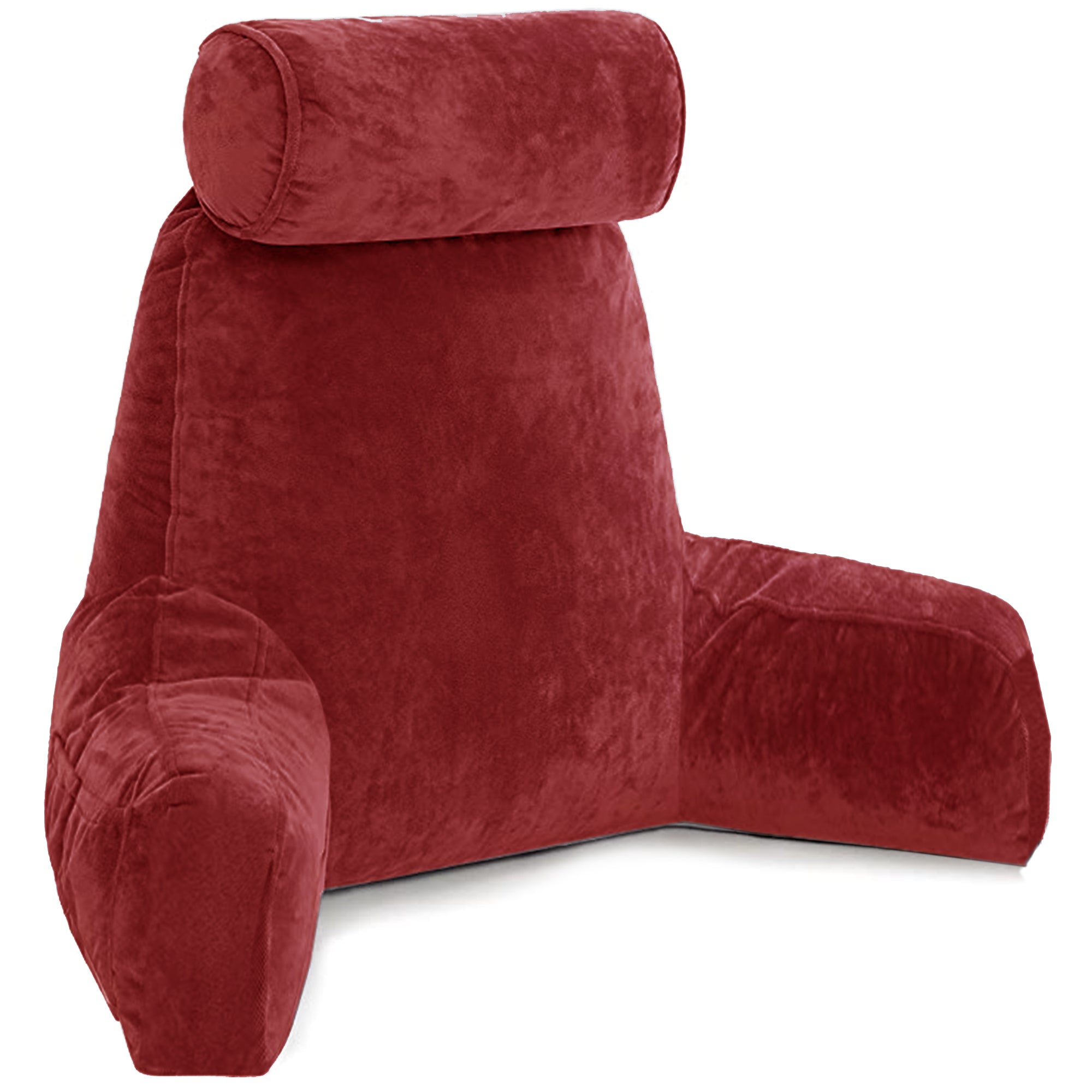 Backrest Pillow with Neck Roll | High Armrest - Red