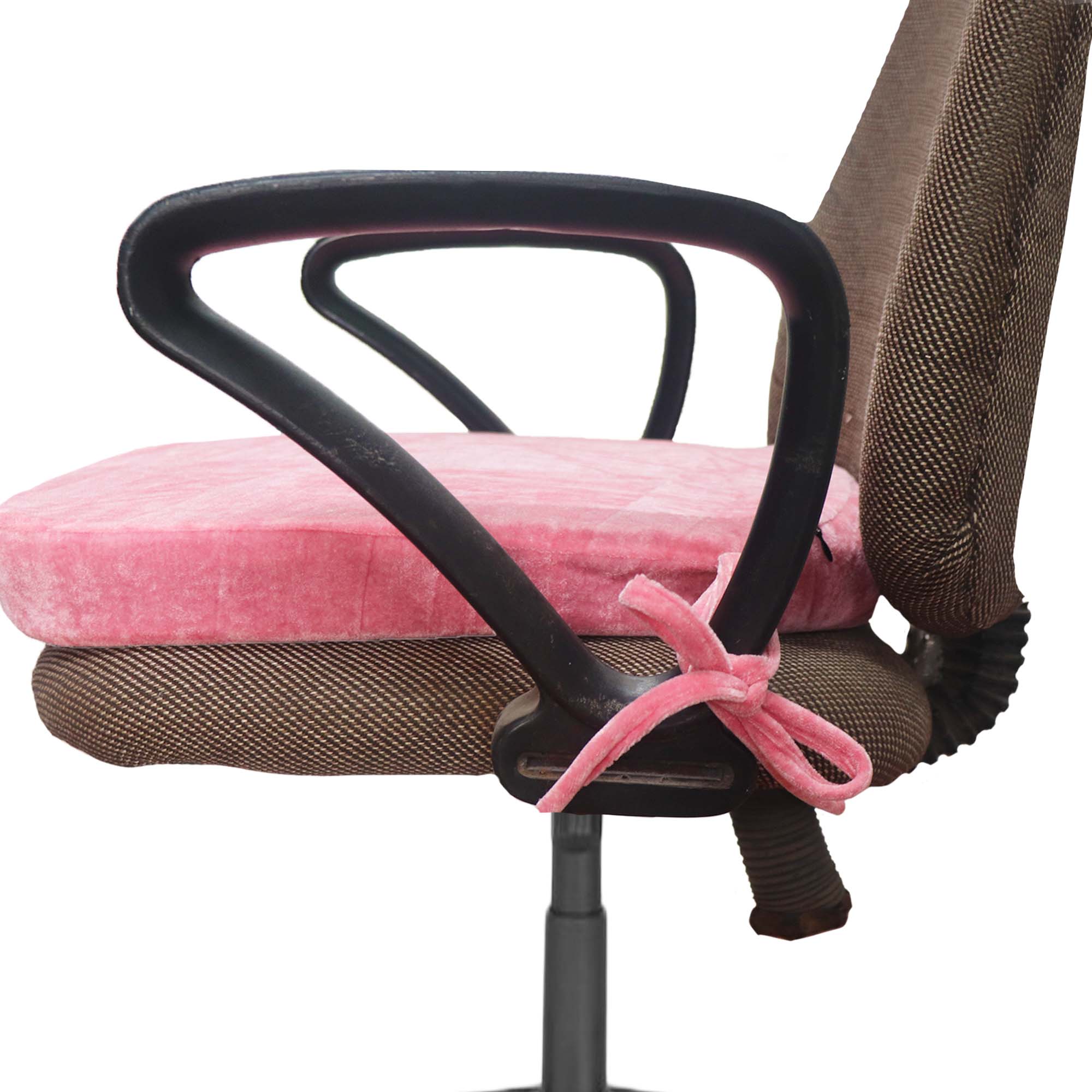 Light Pink Velvet Seat Cushion with Ties
