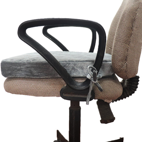 Grey Velvet Seat Cushion with Ties