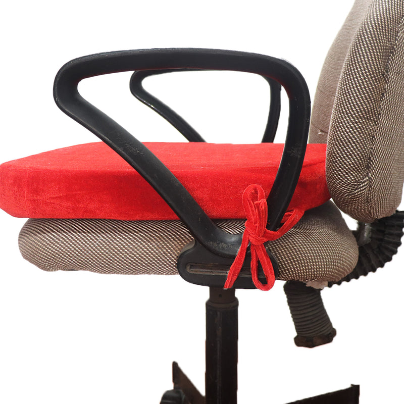 Red Velvet Seat Cushion with Ties