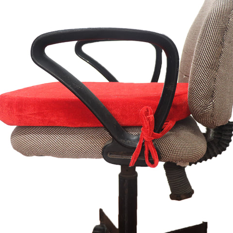 Red Velvet Seat Cushion with Ties
