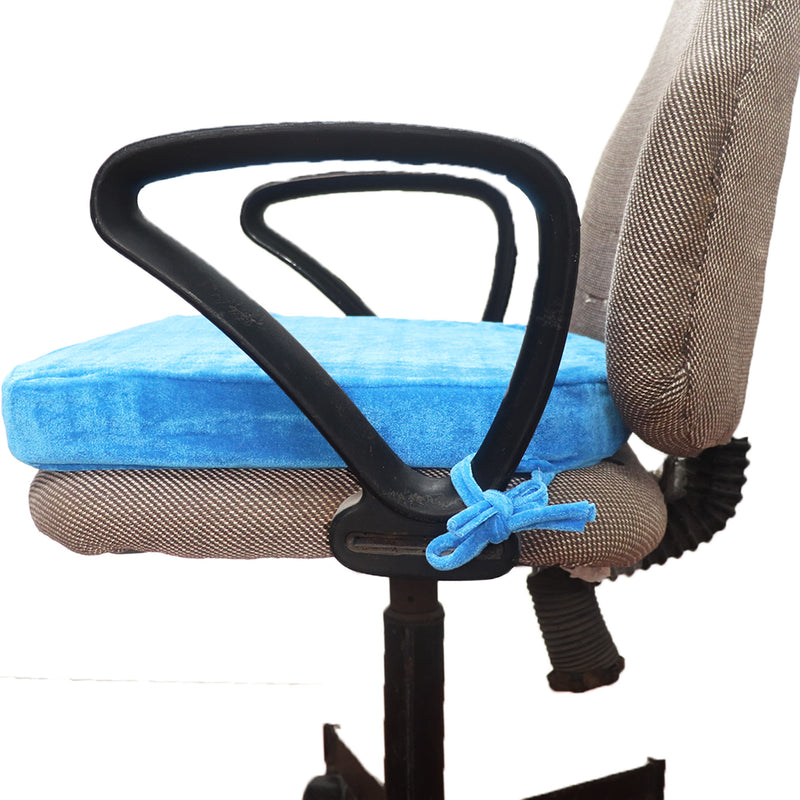 Blue Velvet Seat Cushion with Ties