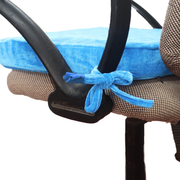 Blue Velvet Seat Cushion with Ties