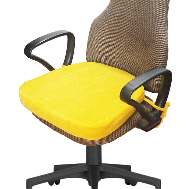 Yellow Velvet Seat Cushion with Ties