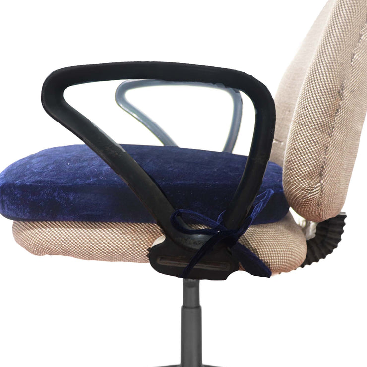 Navy Velvet Seat Cushion with Ties