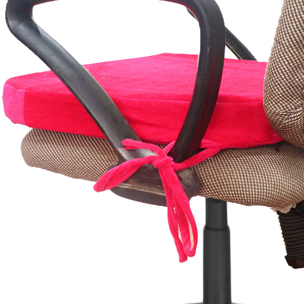 Pink Velvet Seat Cushion with Ties