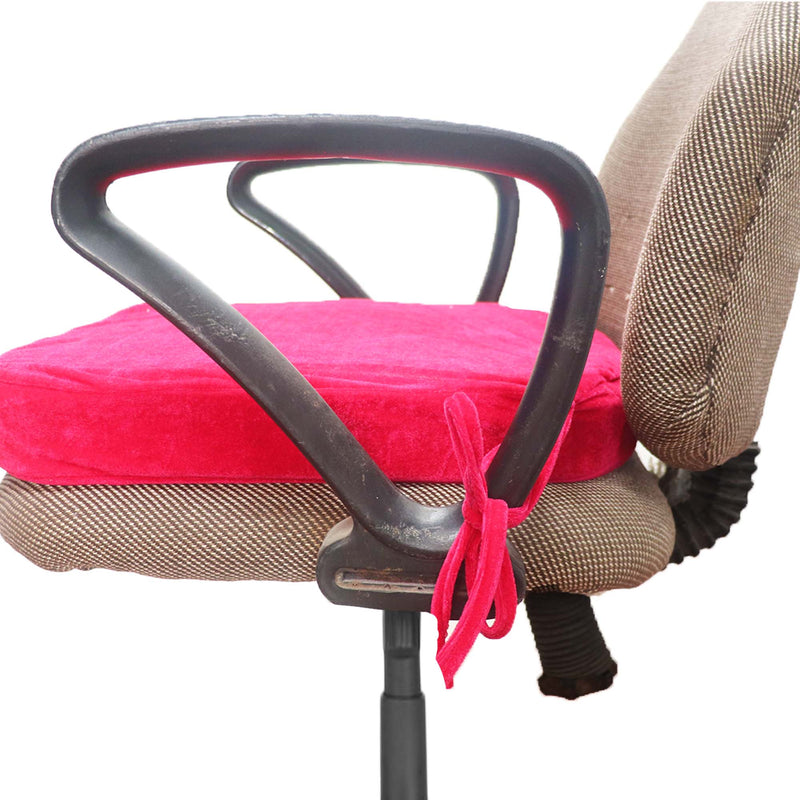 Pink Velvet Seat Cushion with Ties