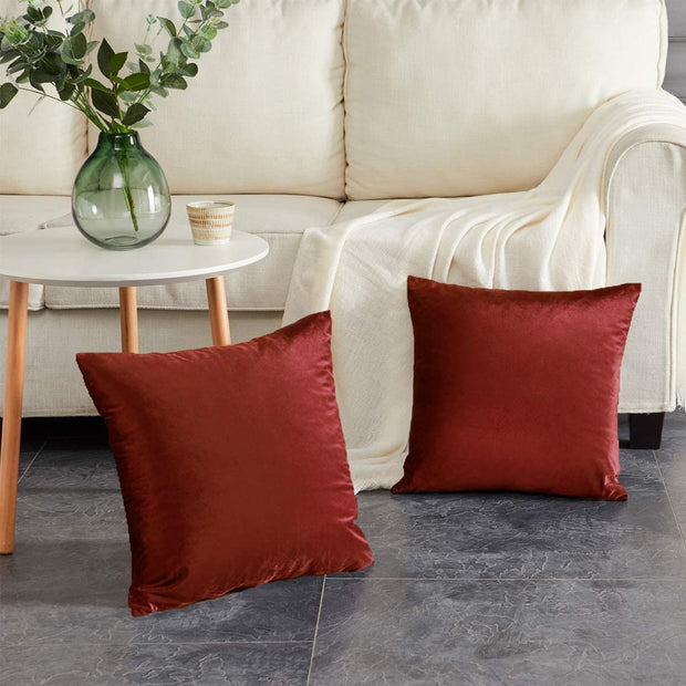 Maroon Premium Velvet Cushion Set - Pack of 2