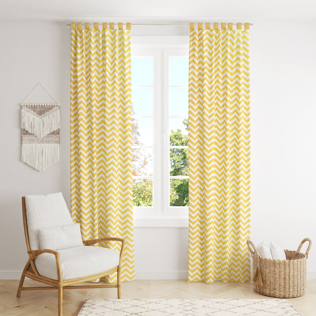 Yellow Chevron Cotton Curtain for Windows and Door