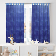 Blue Geometry Cotton Curtain for Windows and Door