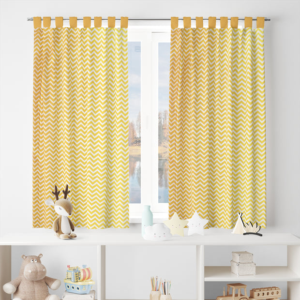 Yellow Chevron Cotton Curtain for Windows and Door