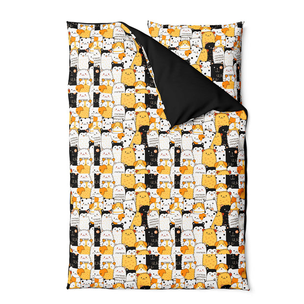 Black & Yellow cat - Duvet and Pillow Set