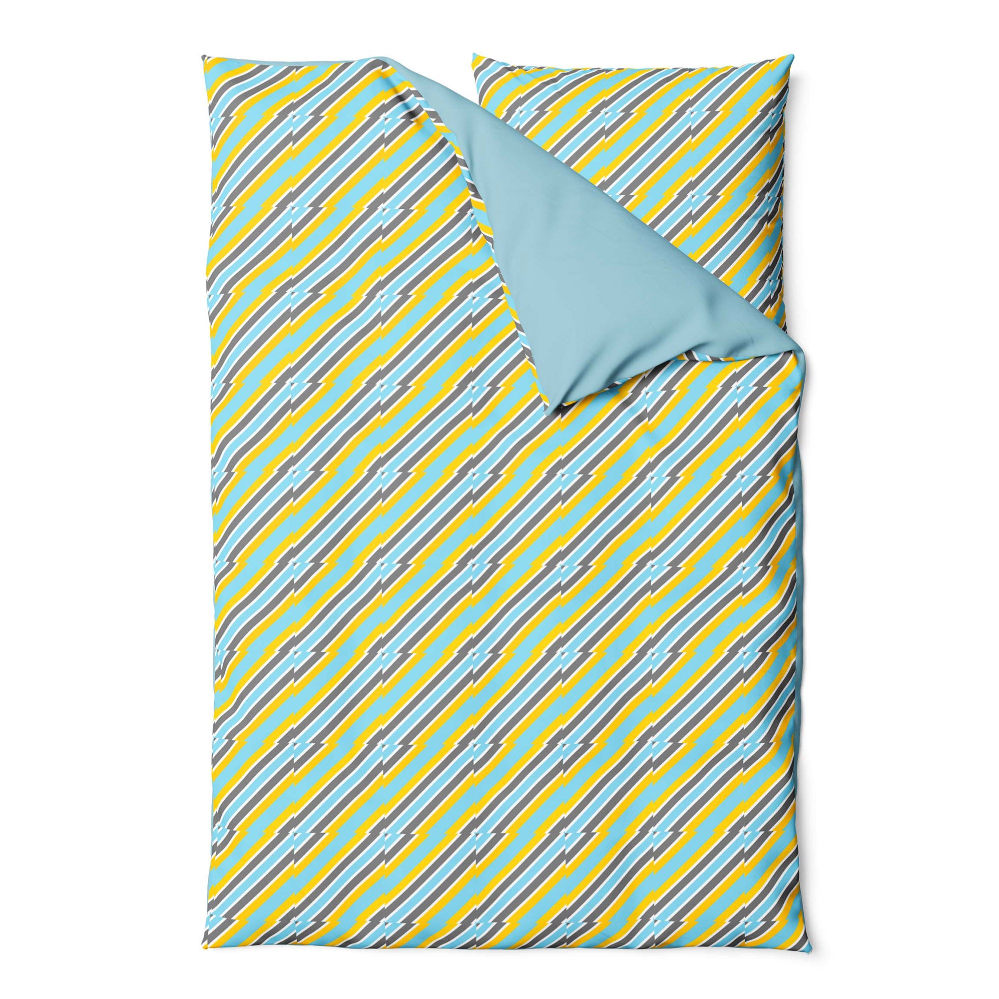 Blue Yellow Stripe- Duvet and Pillow Set