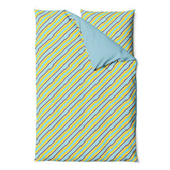Blue Yellow Stripe- Duvet and Pillow Set