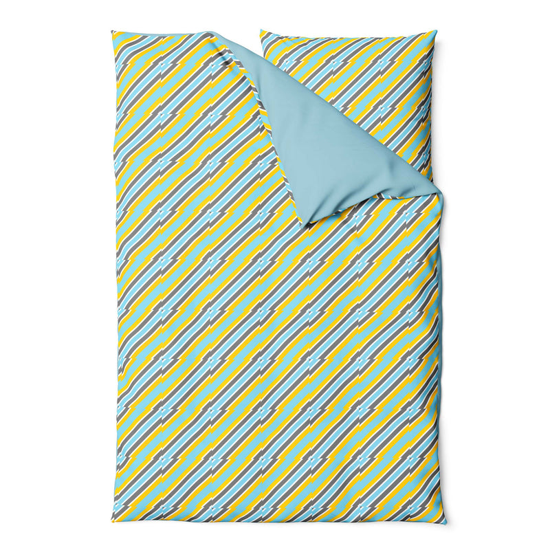 Blue Yellow Stripe- Duvet and Pillow Set