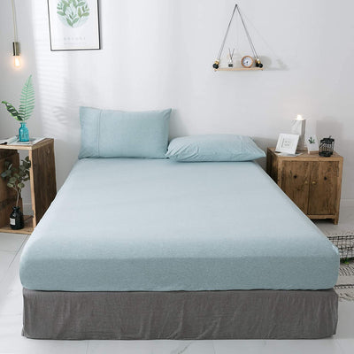 Fitted Cotton Jersey Custom Size BedSheet - LightBlue