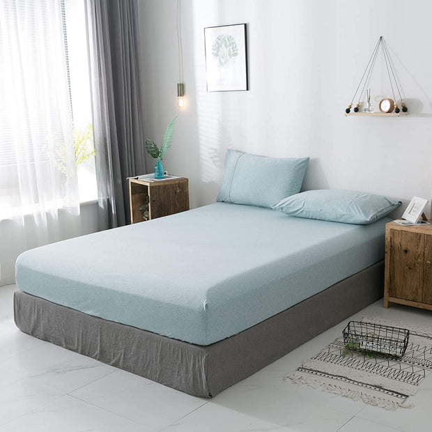 Fitted Cotton Jersey Custom Size BedSheet - LightBlue