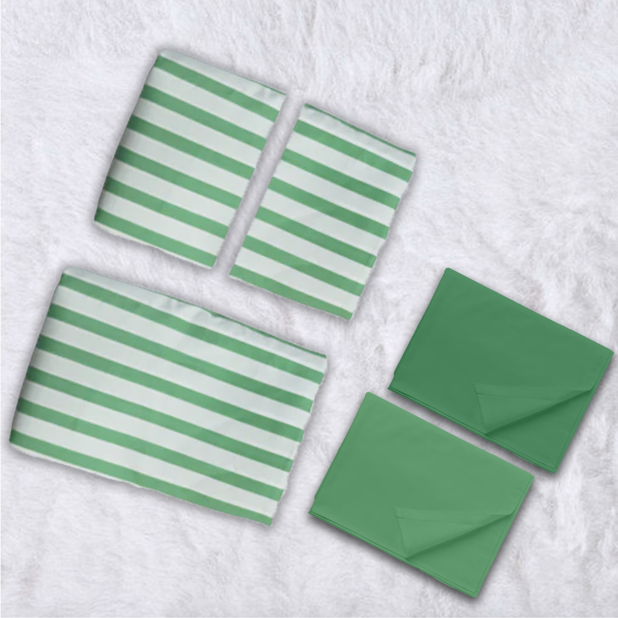 Green Stripes Cotton 200 TC Bedsheet + 4 Pillow Covers