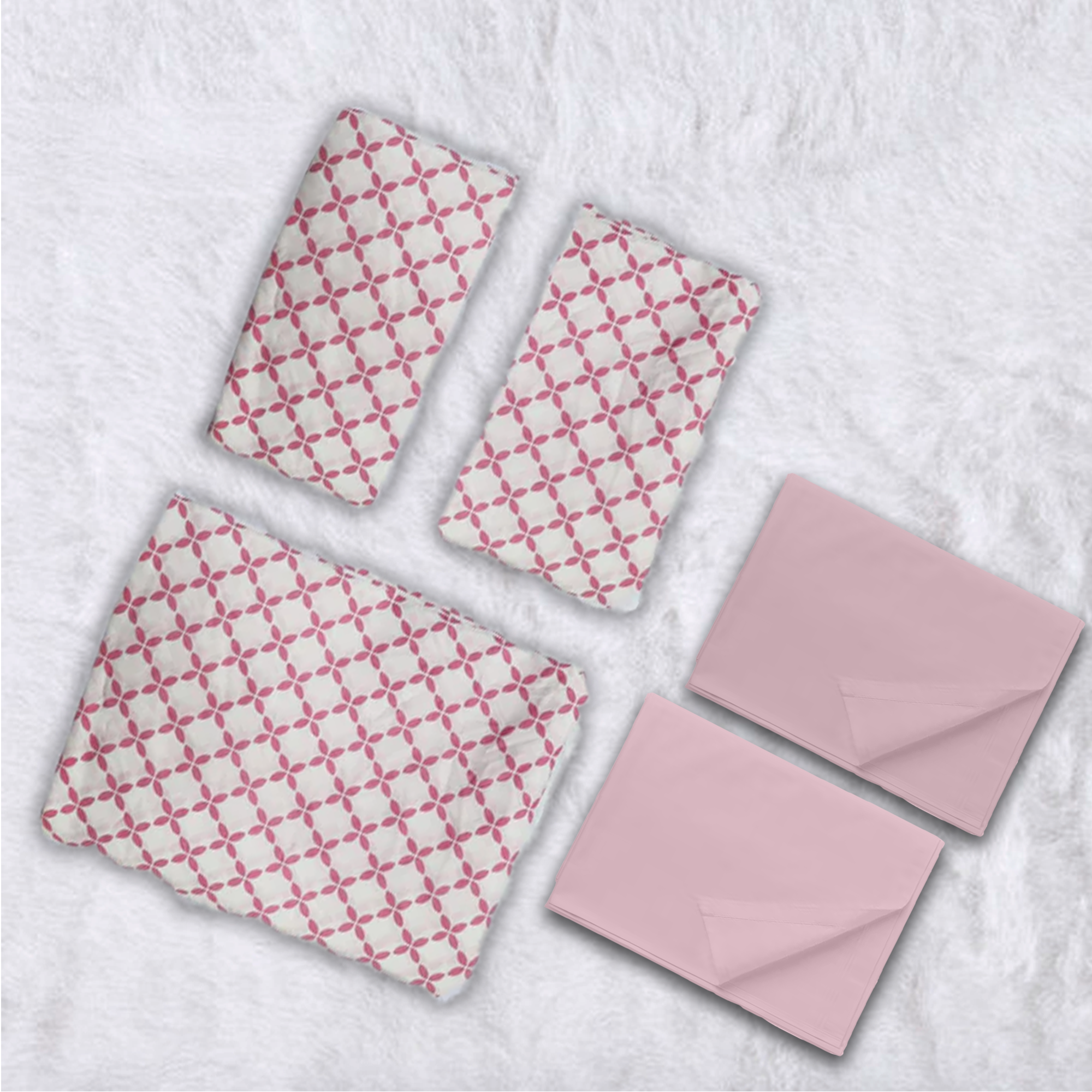 Pink Cascade Cotton 200 TC Bedsheet + 4 Pillow Covers