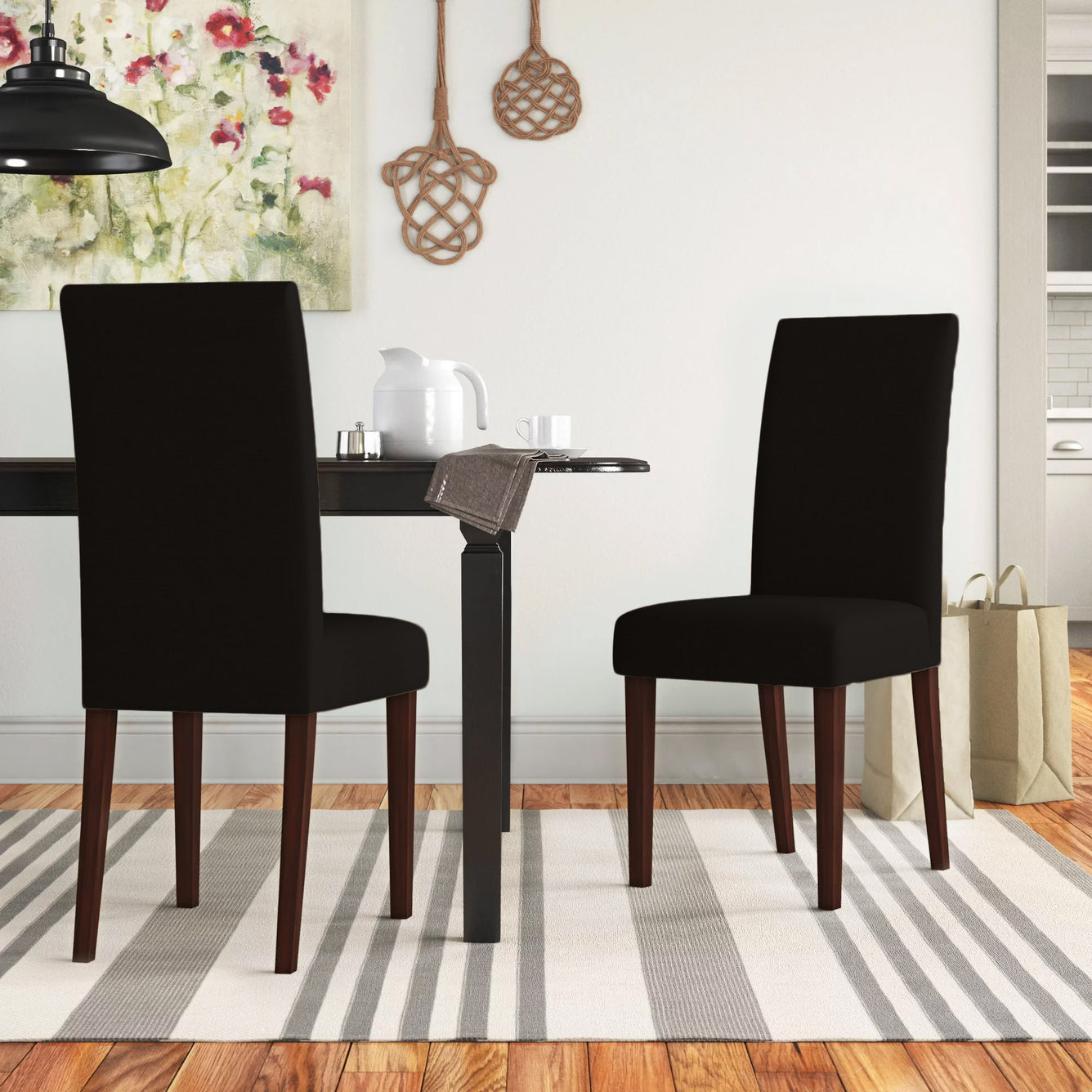 Black Full Back Solid Wood Dining Chair