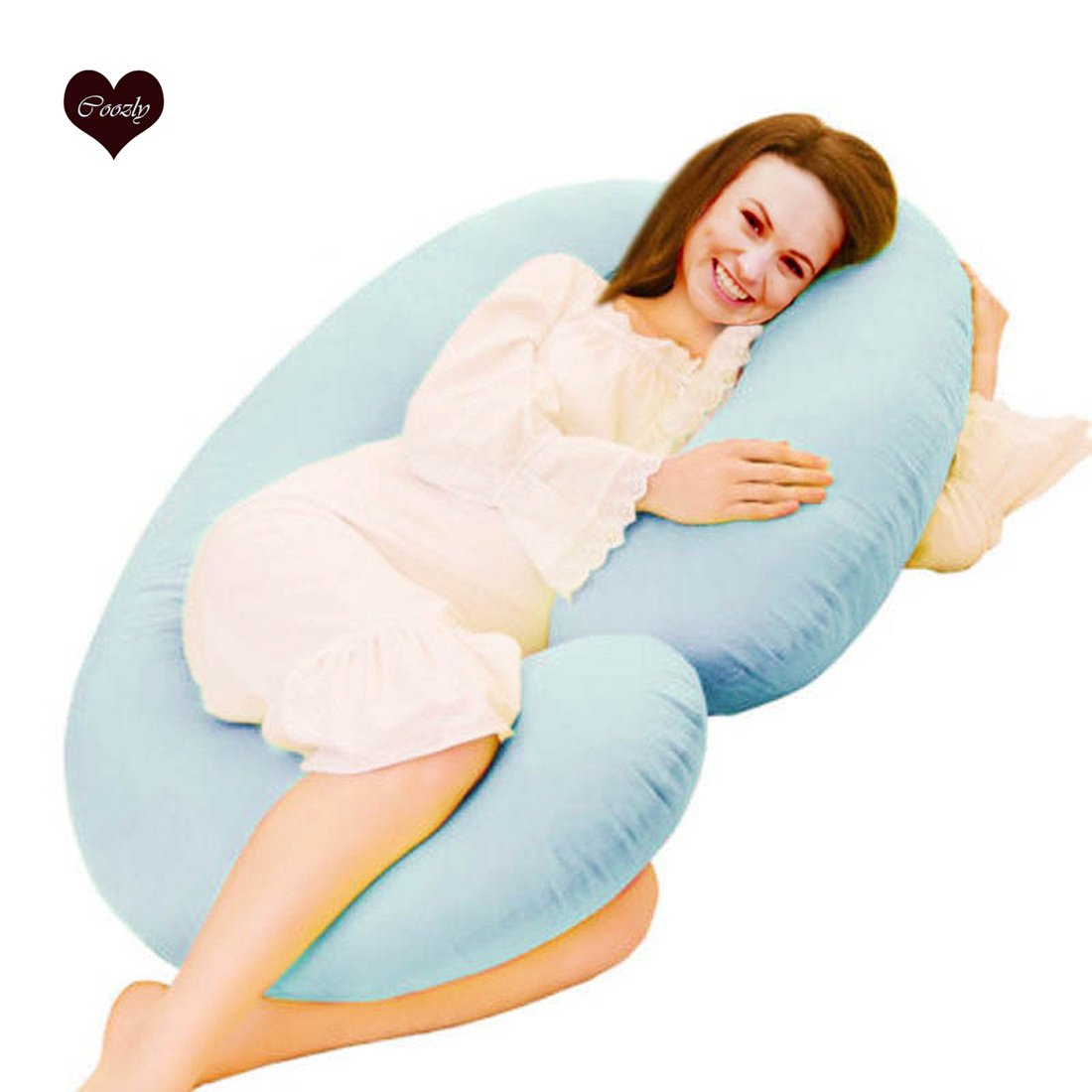 Coozly C Shape Pregnancy Pillow with 100% Cotton Removable Covers