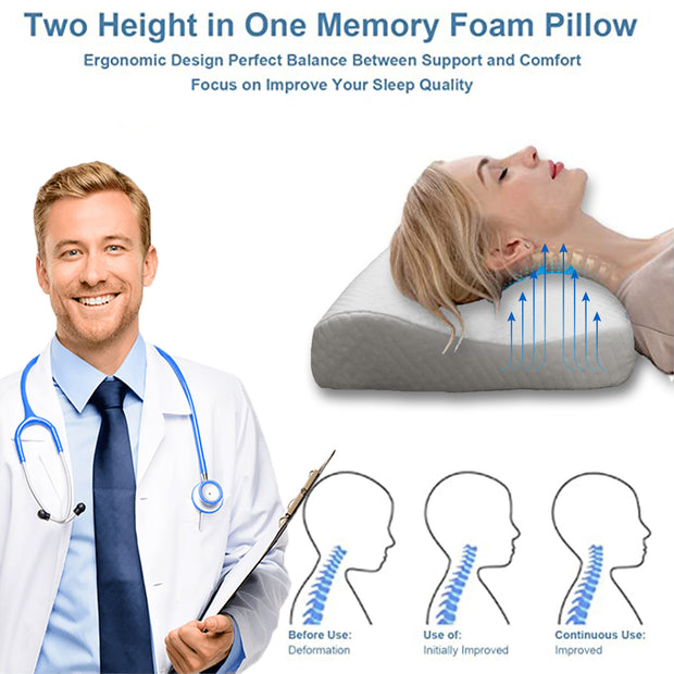 Coozly Cervical Memory Foam Gel Pillow with Washable Cover 24 X 16 Inches