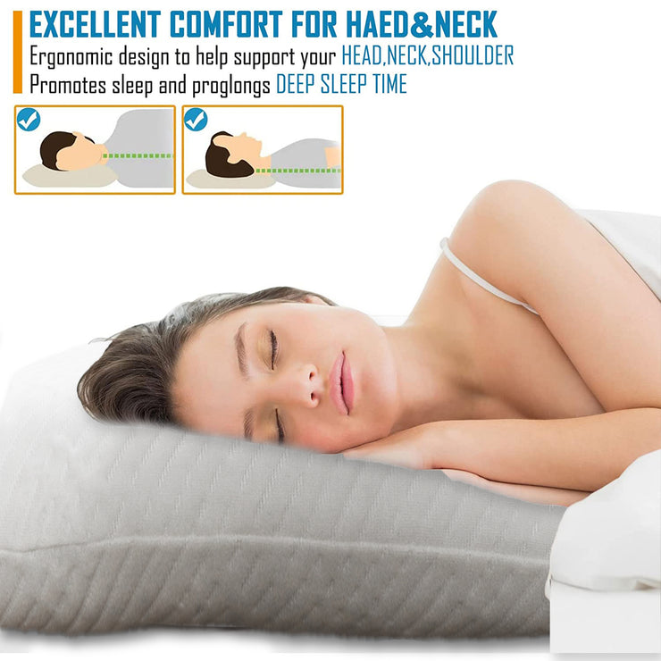 Coozly Cervical Memory Foam Gel Pillow with Washable Cover 24 X 16 Inches