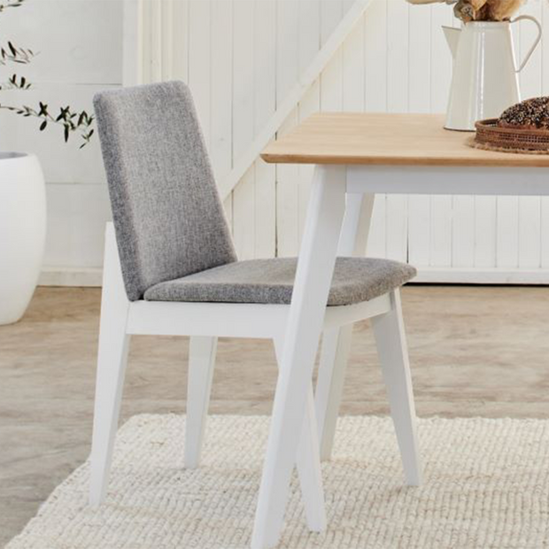 Full Double Pad White Wooden Dining Chair