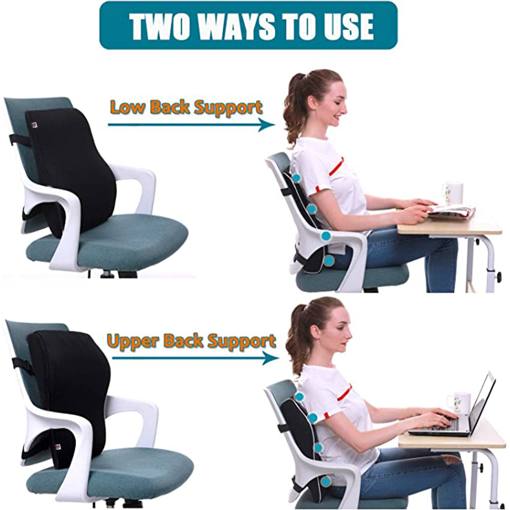 Coozly Orthopedic Full Lumbar Support | High Density Supportive Memory Foam Backrest Cushion