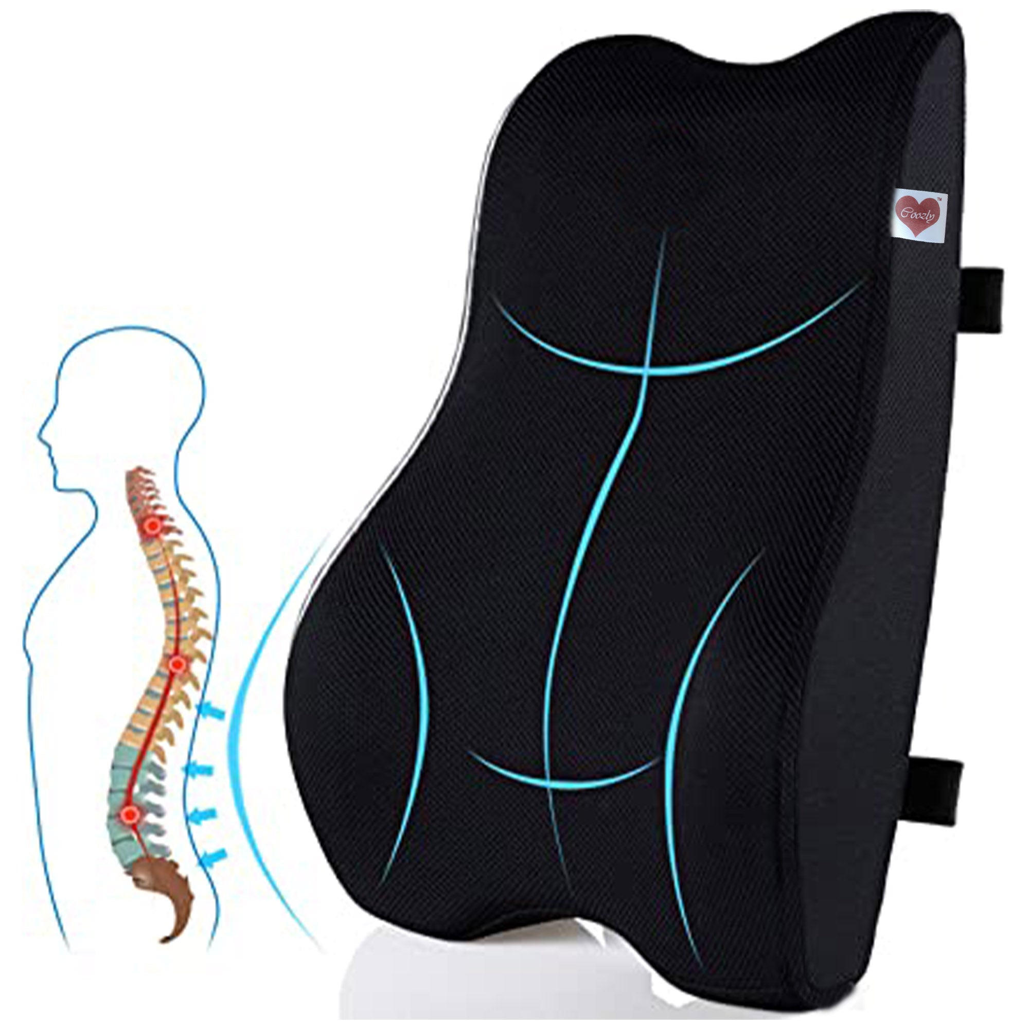 Coozly Orthopedic Full Lumbar Support | High Density Supportive Memory Foam Backrest Cushion