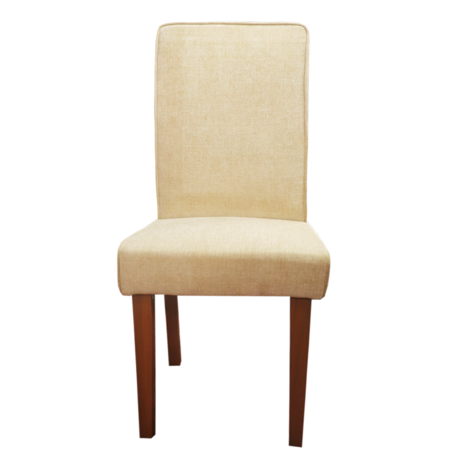 Beige Full Back Solid Wood Dining Chair