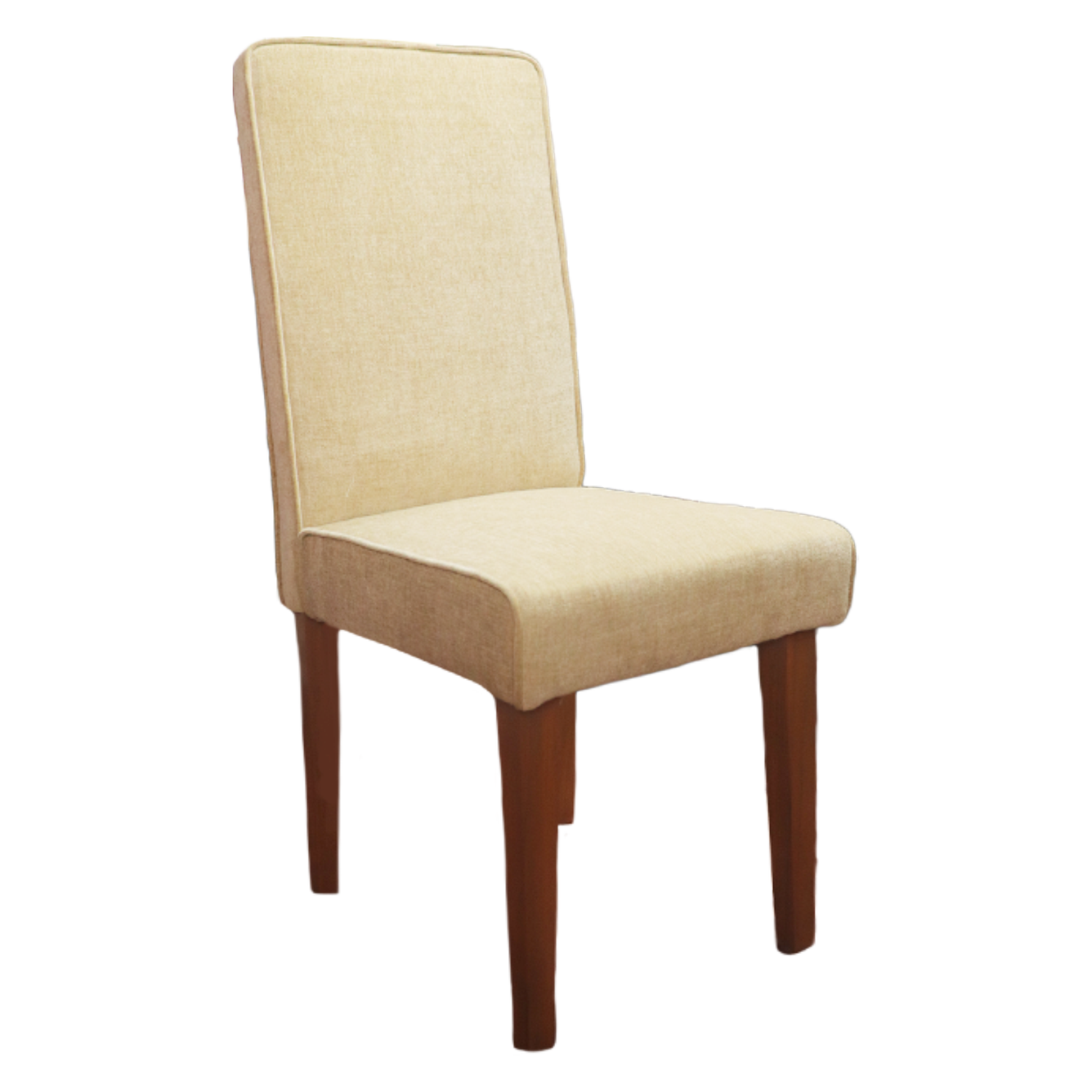 Beige Full Back Solid Wood Dining Chair