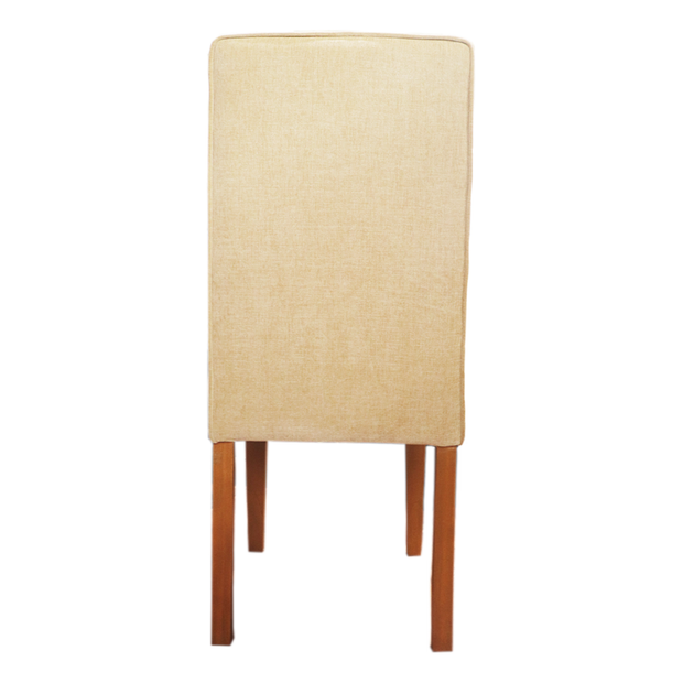 Beige Full Back Solid Wood Dining Chair