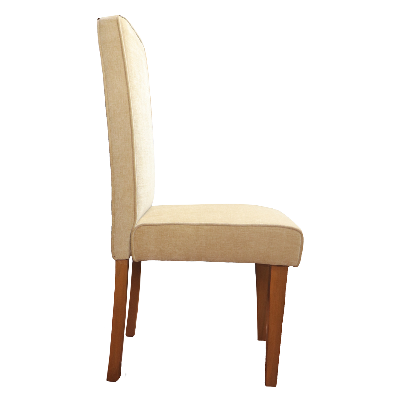 Beige Full Back Solid Wood Dining Chair