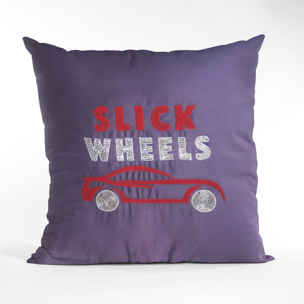 Wheels Hand Embroidered Cushion