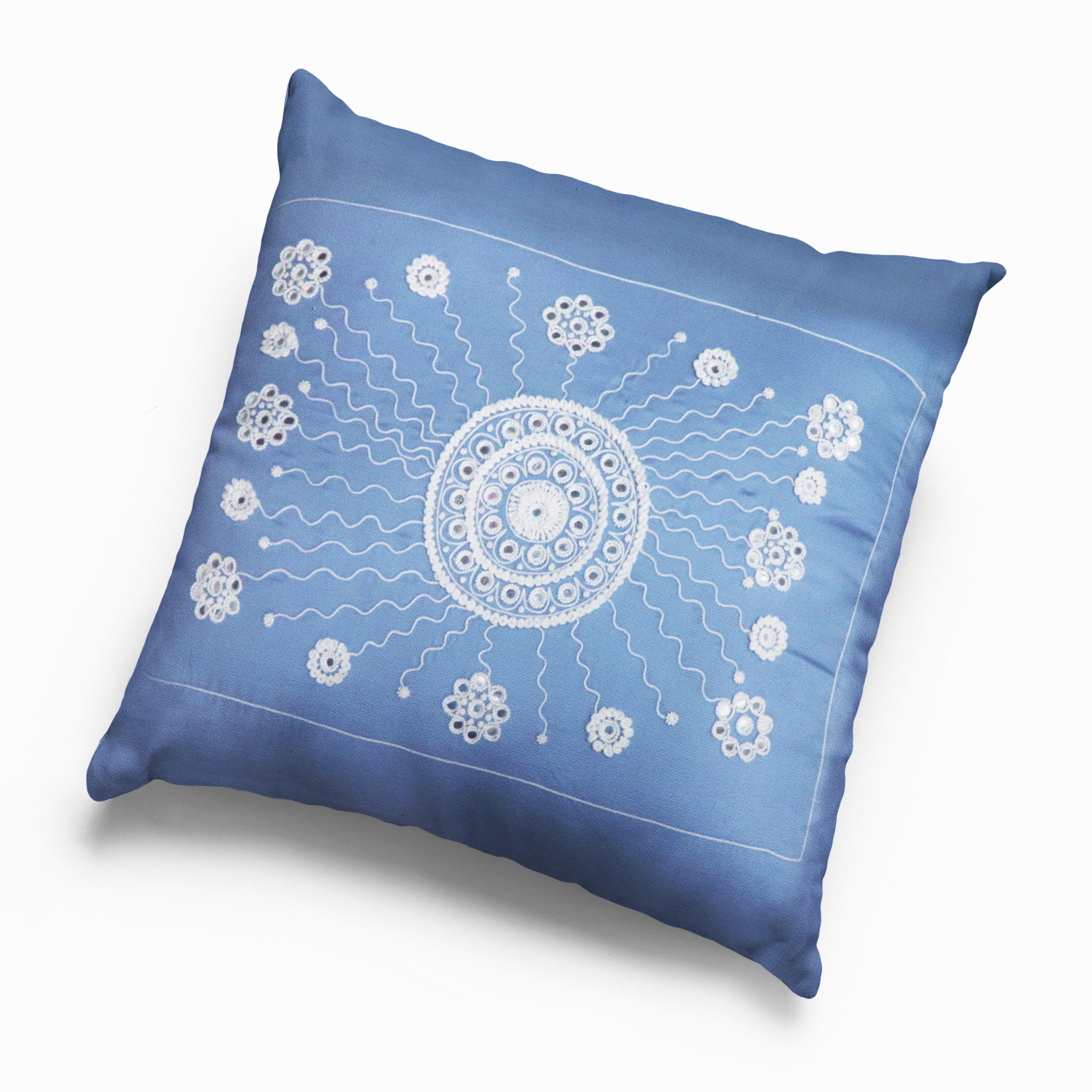 Blue Chakra Hand Embroidered Cushion