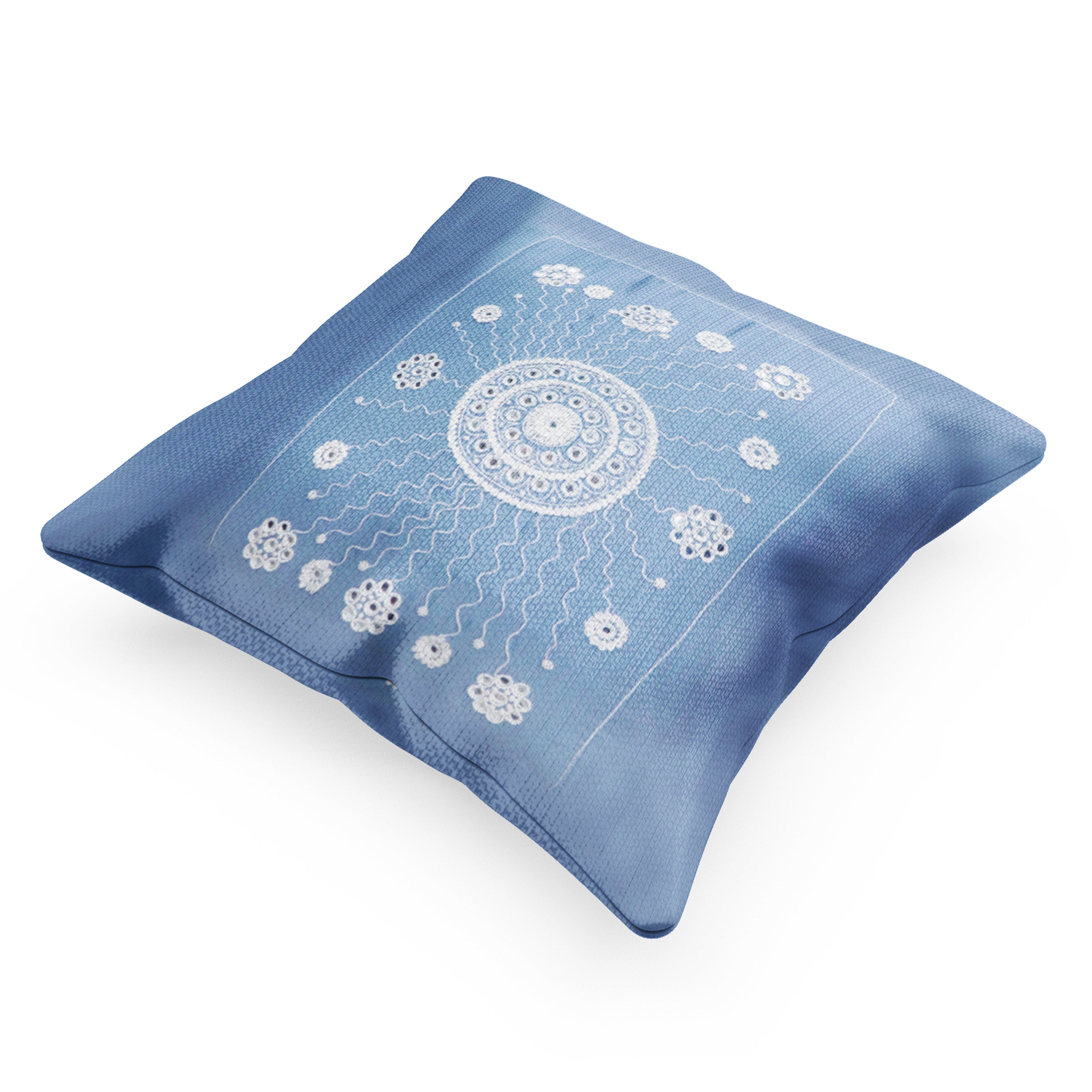 Blue Chakra Hand Embroidered Cushion