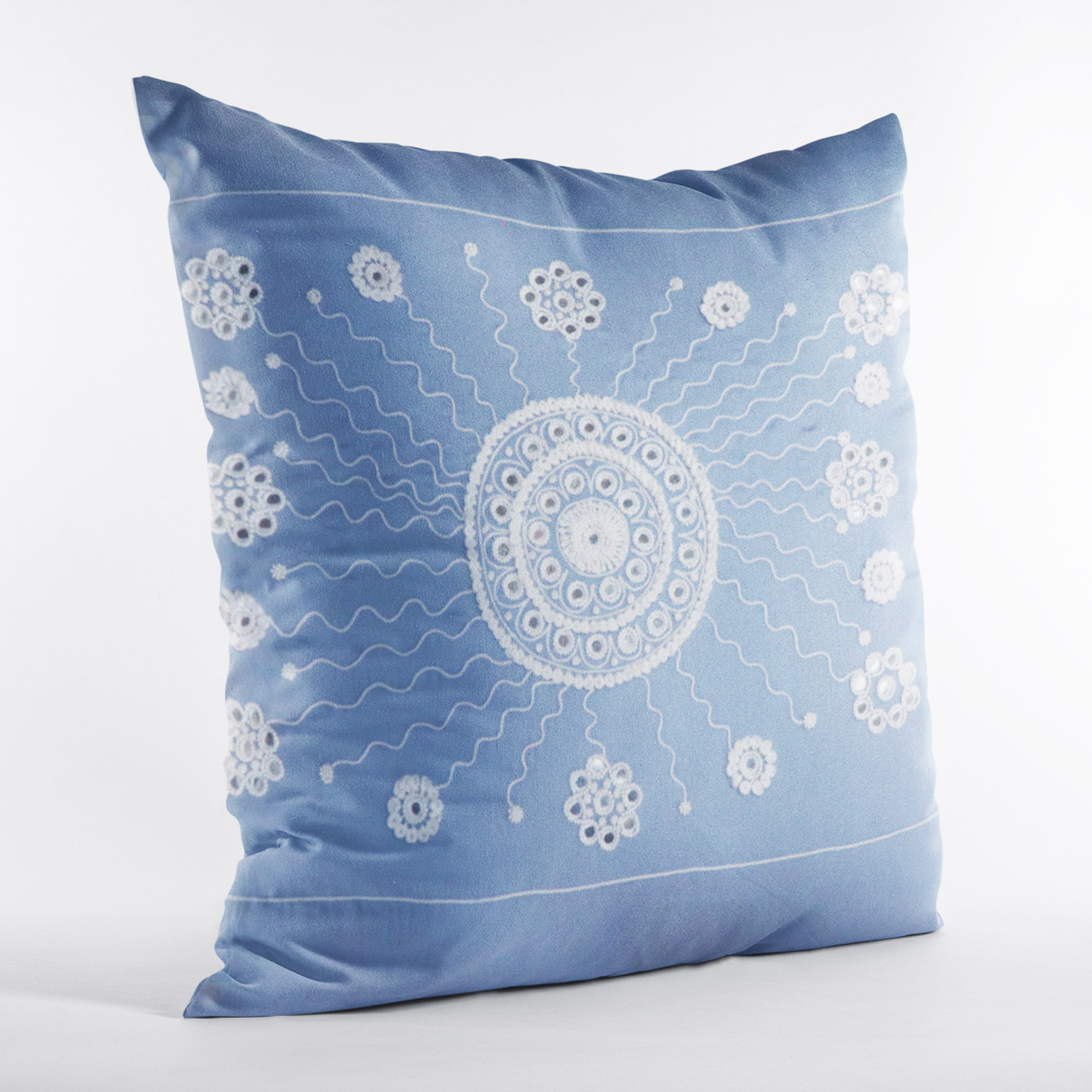 Blue Chakra Hand Embroidered Cushion