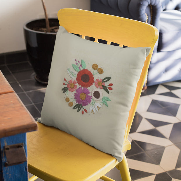 Floral Hand Embroidered Cushion