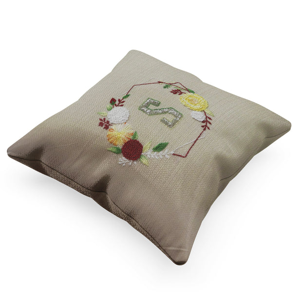 Hexa Flora Hand Embroidered Cushion