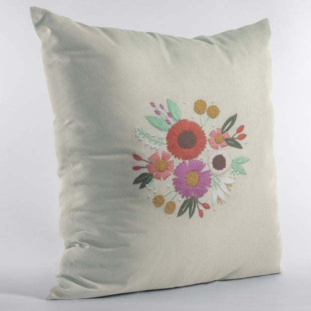 Floral Hand Embroidered Cushion