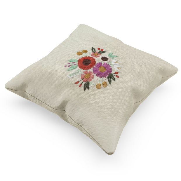 Floral Hand Embroidered Cushion