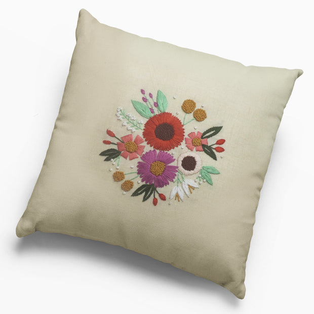 Floral Hand Embroidered Cushion