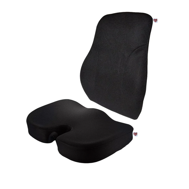 Coccyx And Full Lumbar Combo Set Orthopedic Seat Cushions for Relief from Lower Back, Sciatica, Tailbone, Lumbar Pain