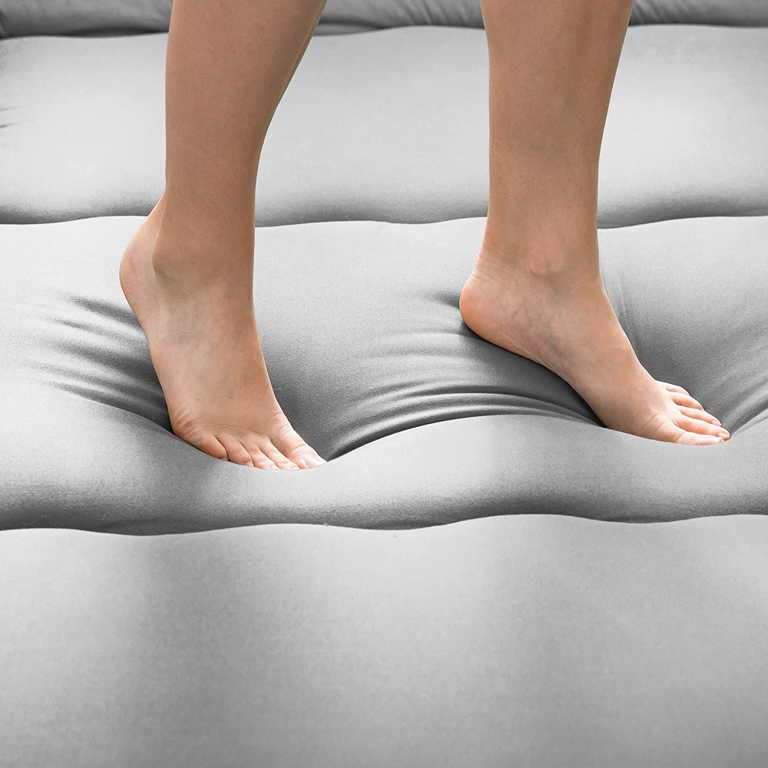 Japanese Futon Mattress for Sleeping, Foldable Japanese Bed Roll Up Mattress Tatami Mat Grey Color