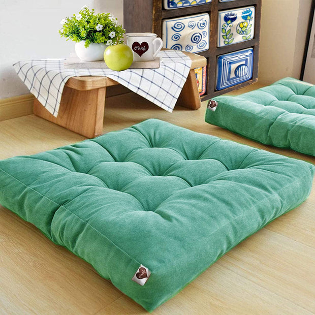 Sea Green Velvet Floor Cushion
